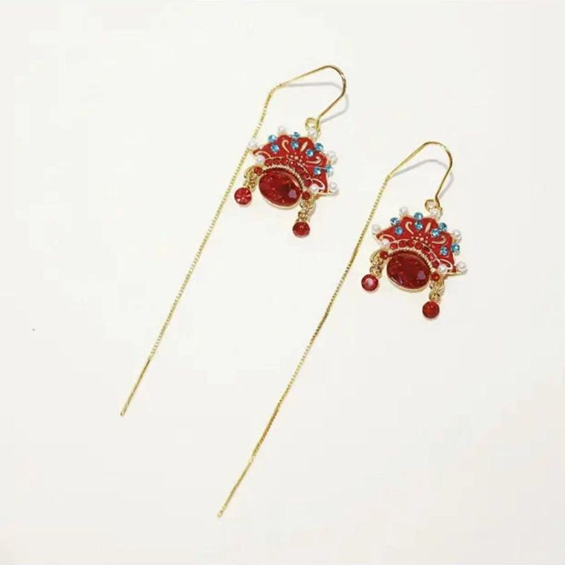 Beijing opera face tassel earrings zirconium alloy earrings suitable for dating shopping and celebrating holidays