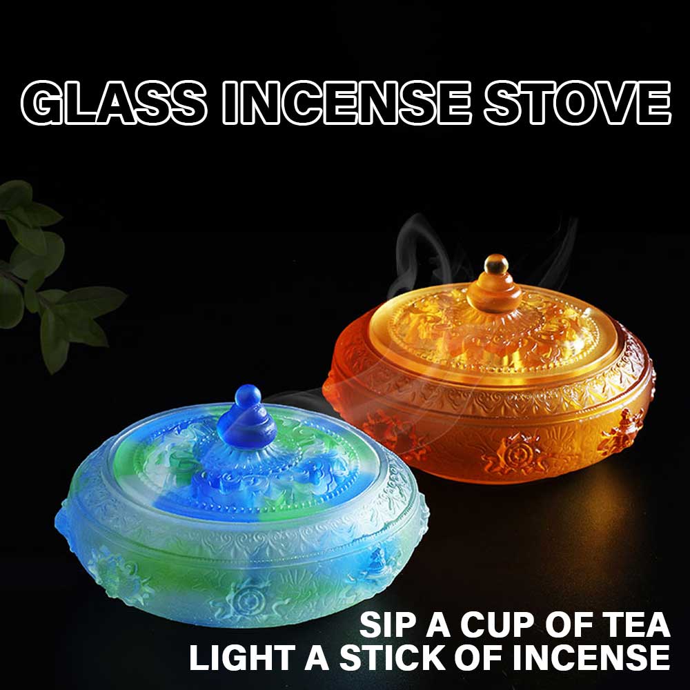 Ancient glass eight auspicious plate incense burner fragrant tea ceremony auspicious cloud sandalwood incense burner