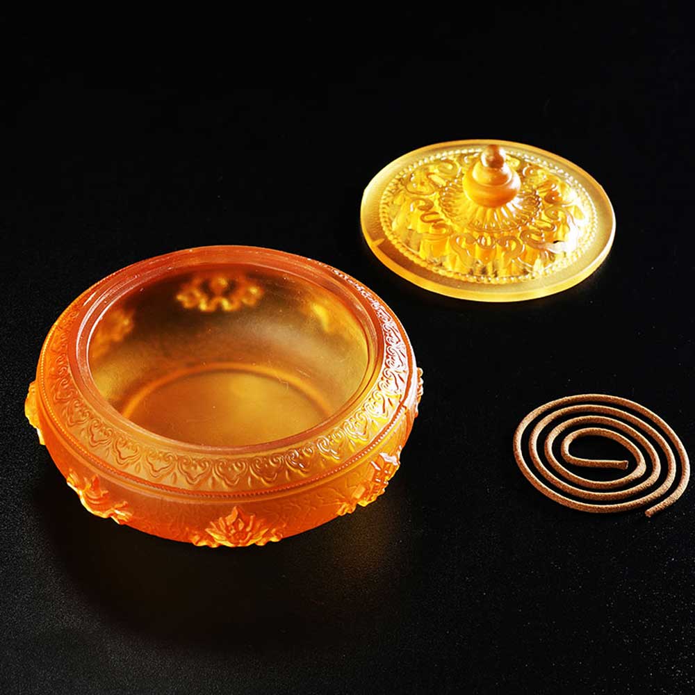 Ancient glass eight auspicious plate incense burner fragrant tea ceremony auspicious cloud sandalwood incense burner