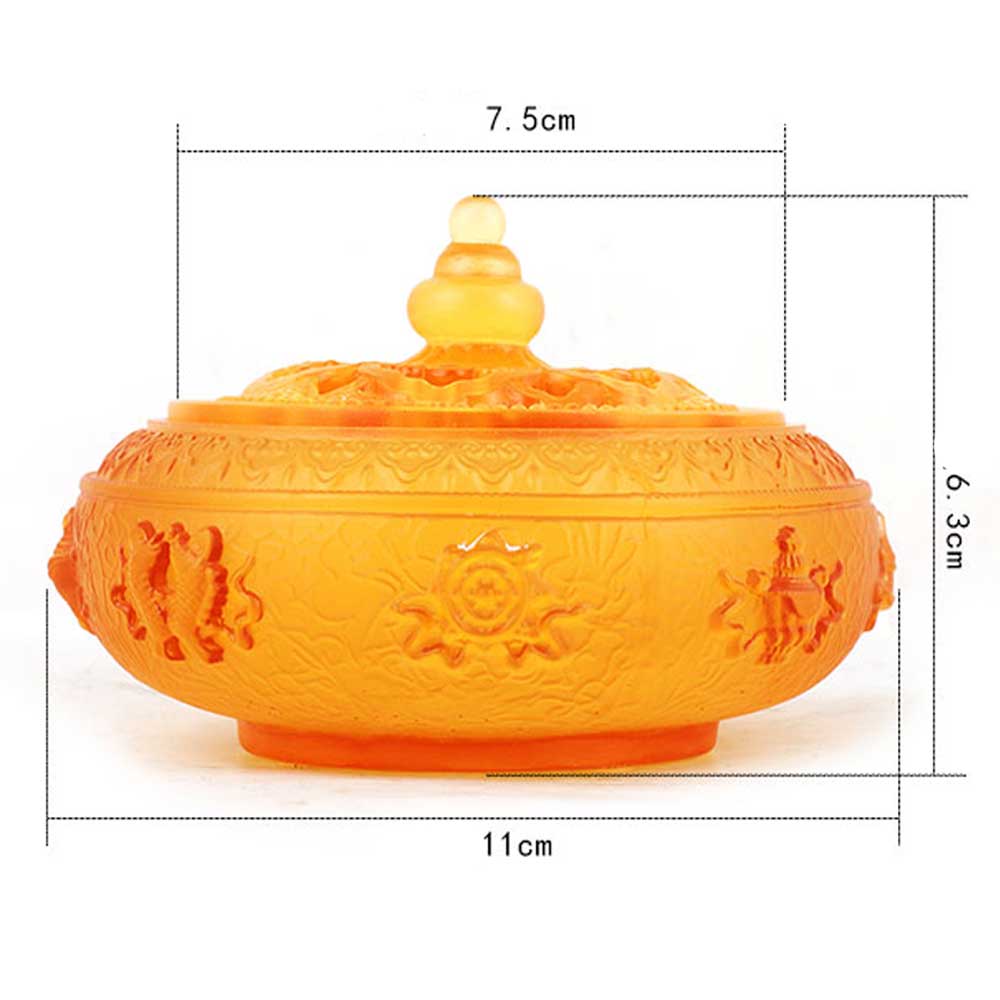 Ancient glass eight auspicious plate incense burner fragrant tea ceremony auspicious cloud sandalwood incense burner