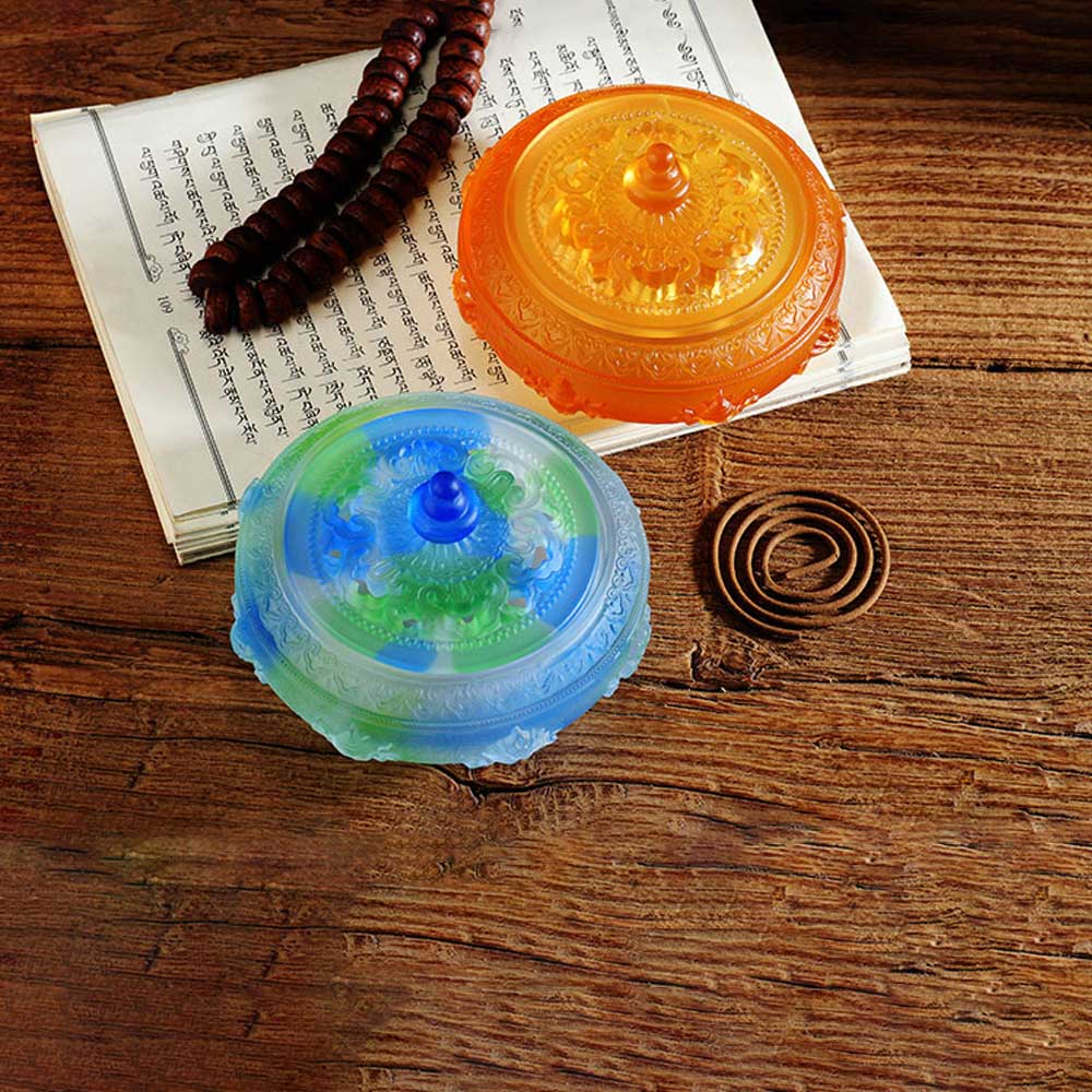 Ancient glass eight auspicious plate incense burner fragrant tea ceremony auspicious cloud sandalwood incense burner