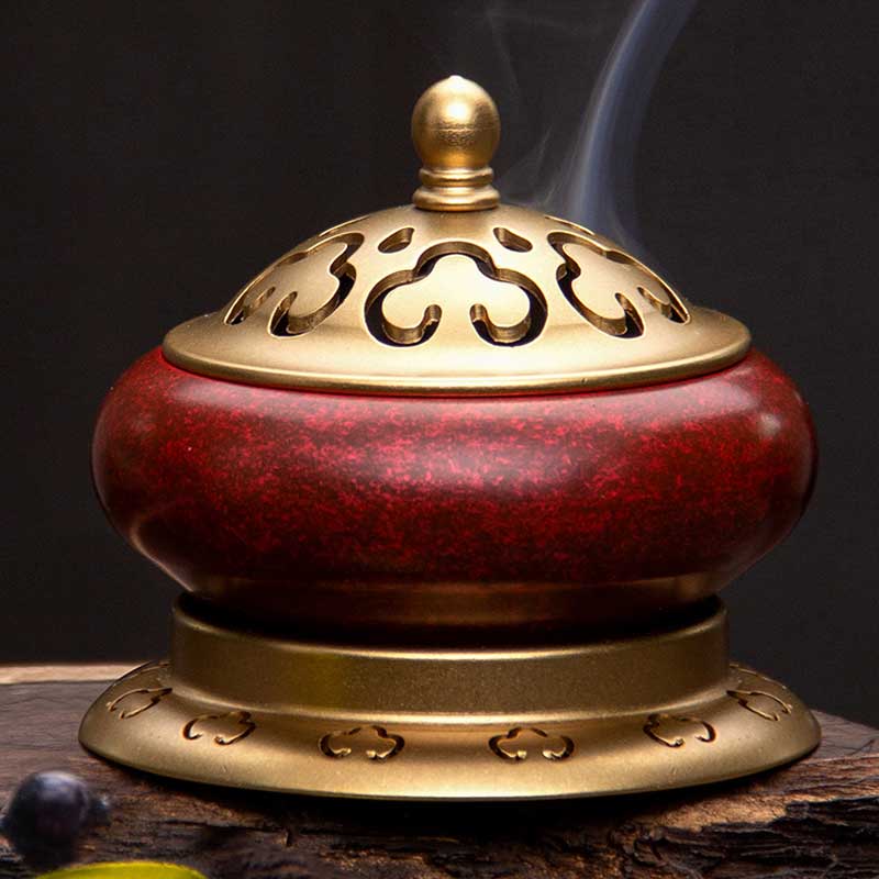 Pure copper incense burner household indoor aloe incense burner sandalwood burner decoration incense burner pan incense burner tea ceremony incense insert