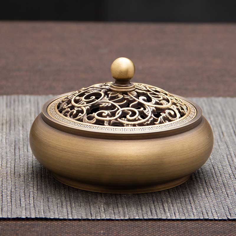 Pure copper incense burner household indoor aloe incense burner sandalwood burner decoration incense burner pan incense burner tea ceremony incense insert