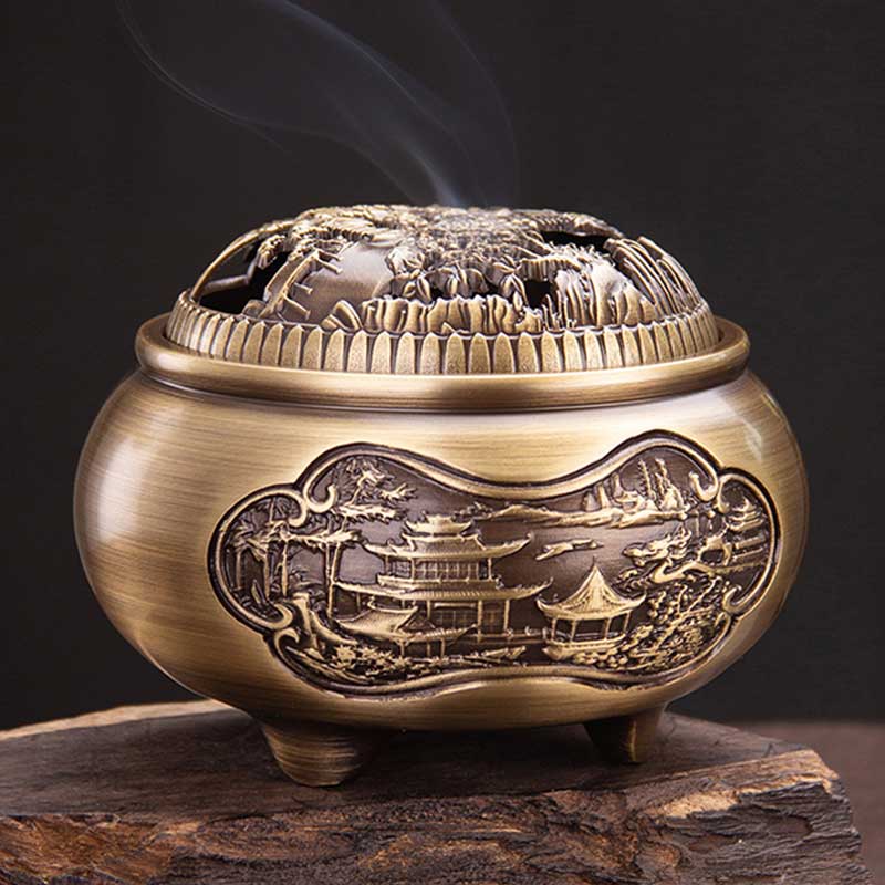 Pure copper incense burner household indoor aloe incense burner sandalwood burner decoration incense burner pan incense burner tea ceremony incense insert