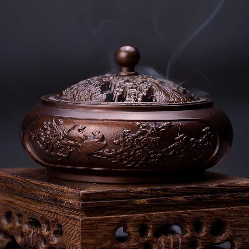 Pure copper incense burner household indoor aloe incense burner sandalwood burner decoration incense burner pan incense burner tea ceremony incense insert