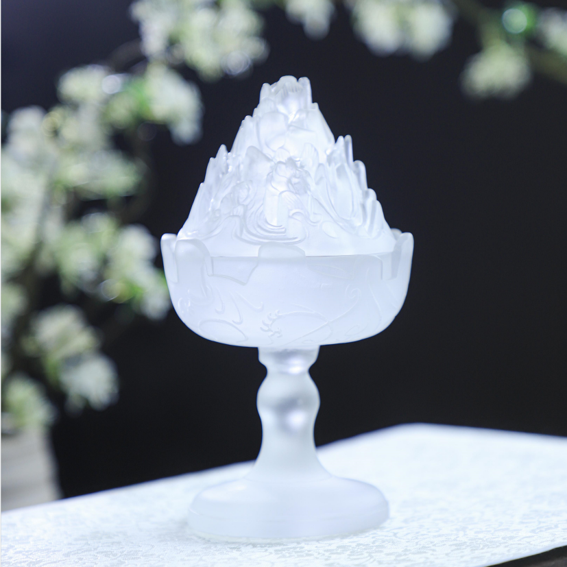 Glass Incense Burner (White) Home Office Chinese Style