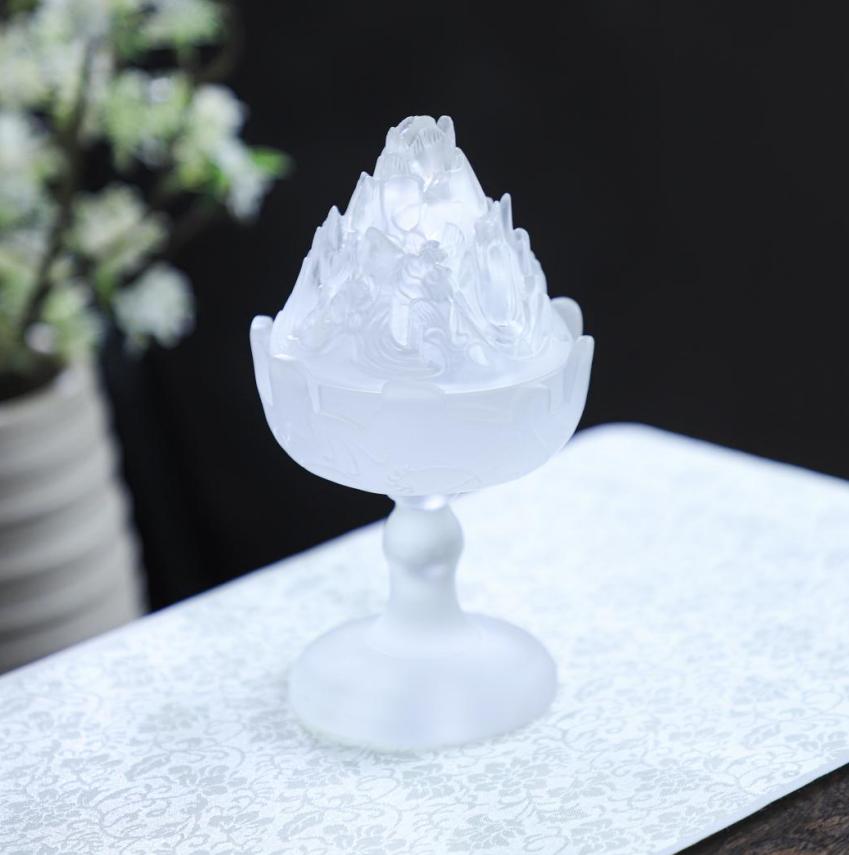 Glass Incense Burner (White) Home Office Chinese Style