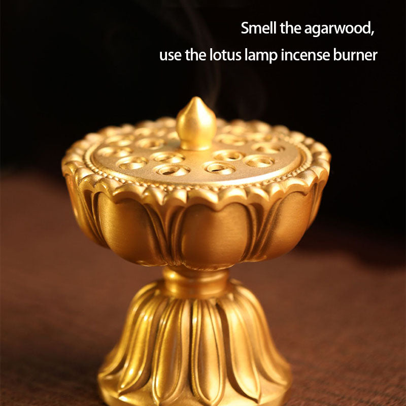 Lotus Lamp Pure Copper Incense Burner Household Indoor Agarwood Ornament